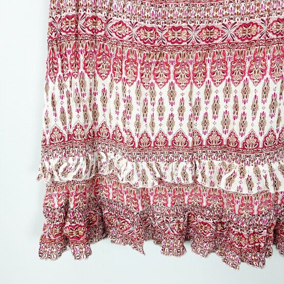 Lifestyle Boho Hippie Patterned Ruffle Maxi Skirt Fall Festival Size Petite Medi - Picture 3 of 5